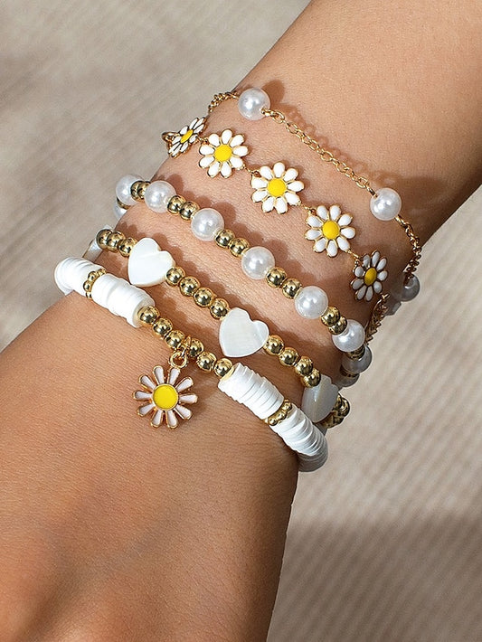 Gold & Daisy Bracelet Set