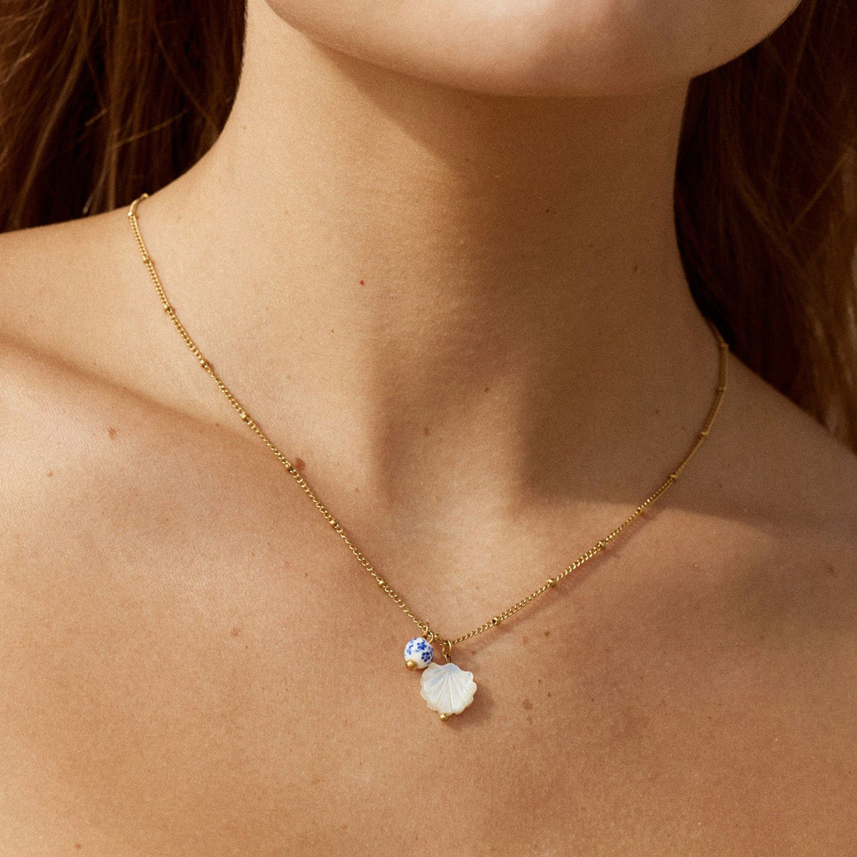 Blue Shell Charm Necklace