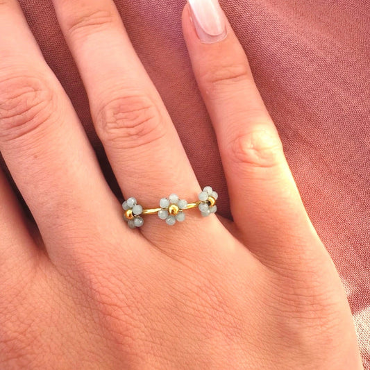Sky Blue Floral Ring