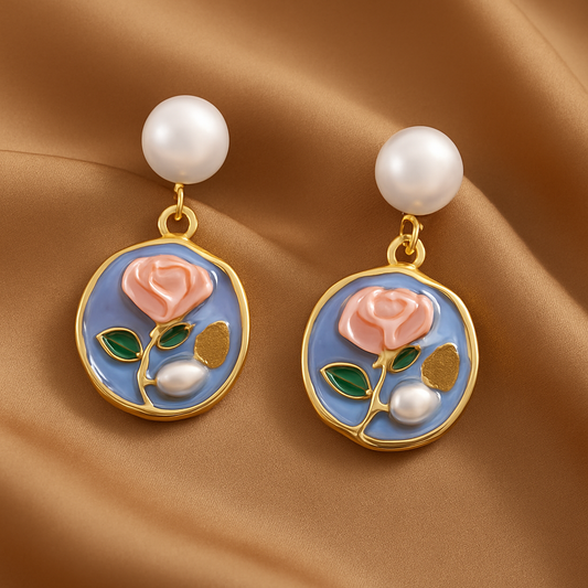 Floral Pearl Drop Earrings
