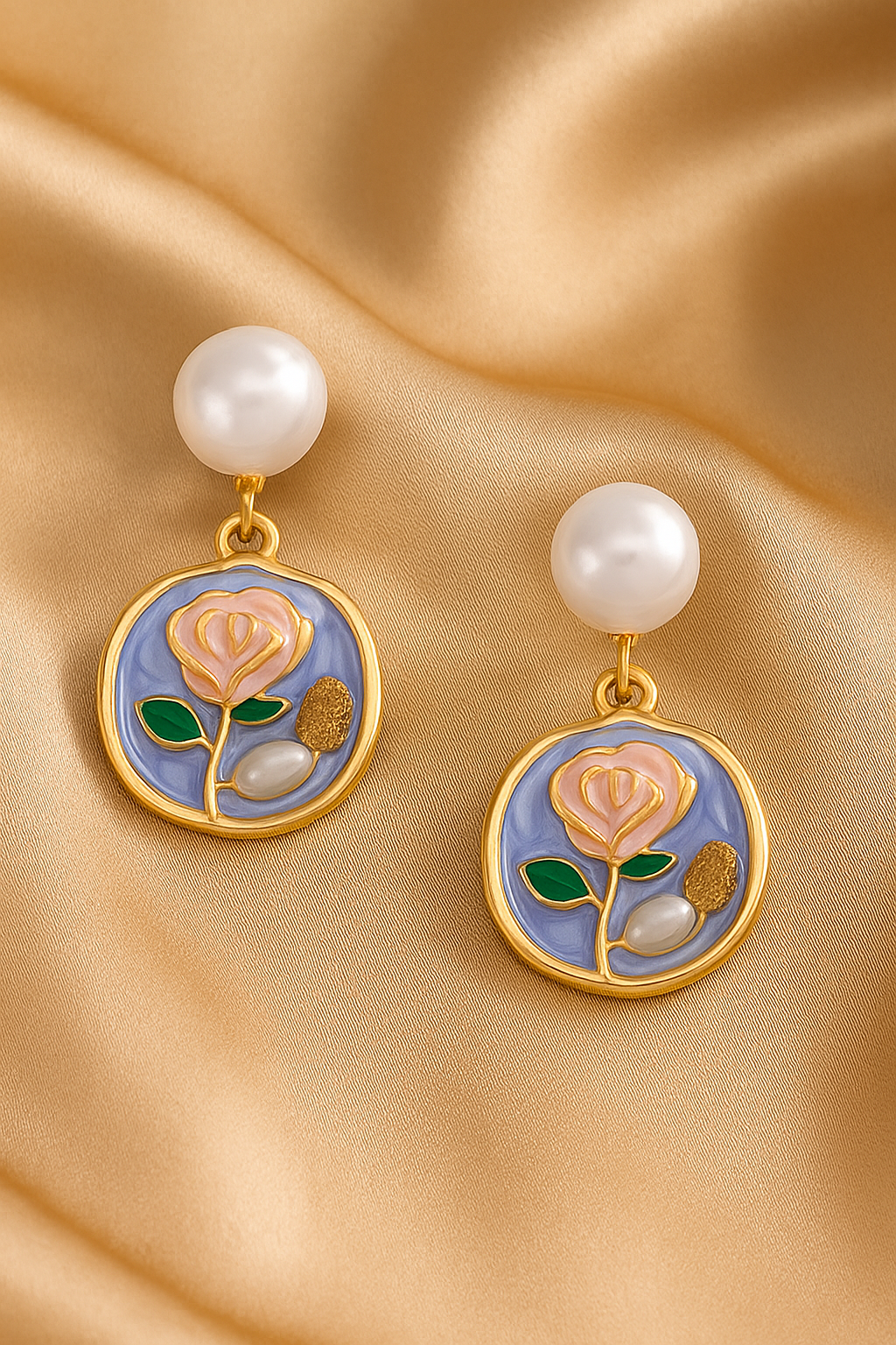 Floral Pearl Drop Earrings