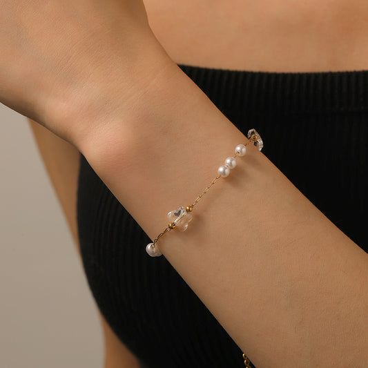 Butterfly Pearl Bead Bracelet