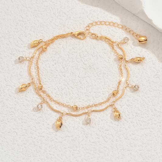 Golden Leaf Layered Anklet