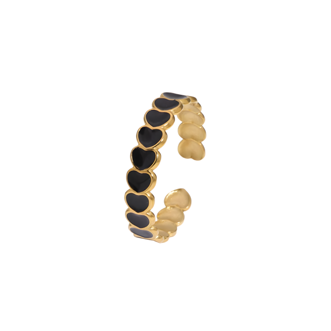 Midnight Black Heart Ring