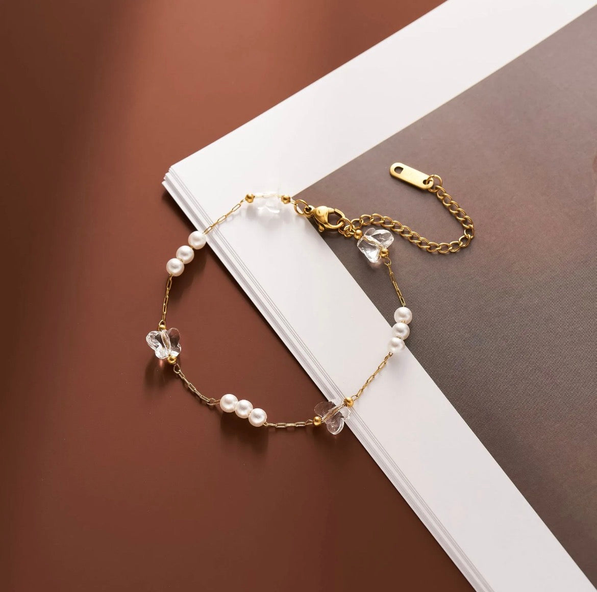 Butterfly Pearl Bead Bracelet