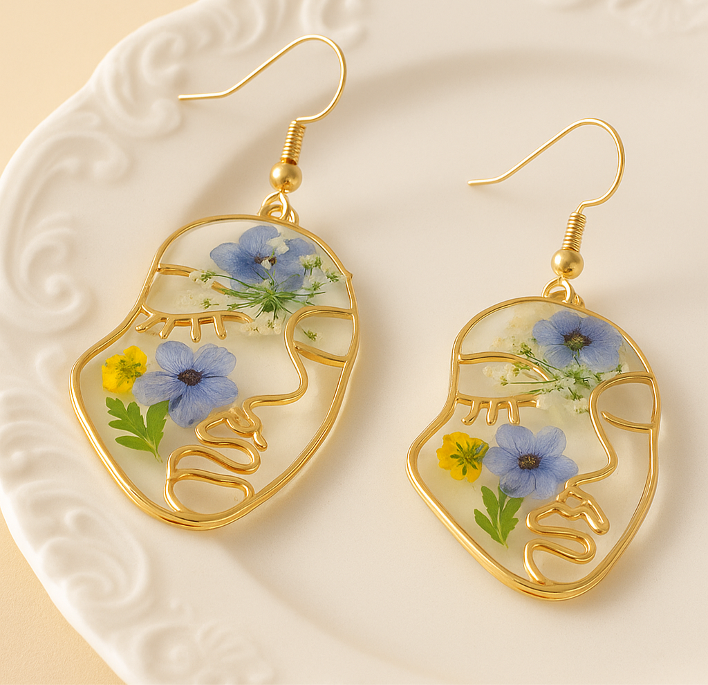 Botanical Face Resin Earrings