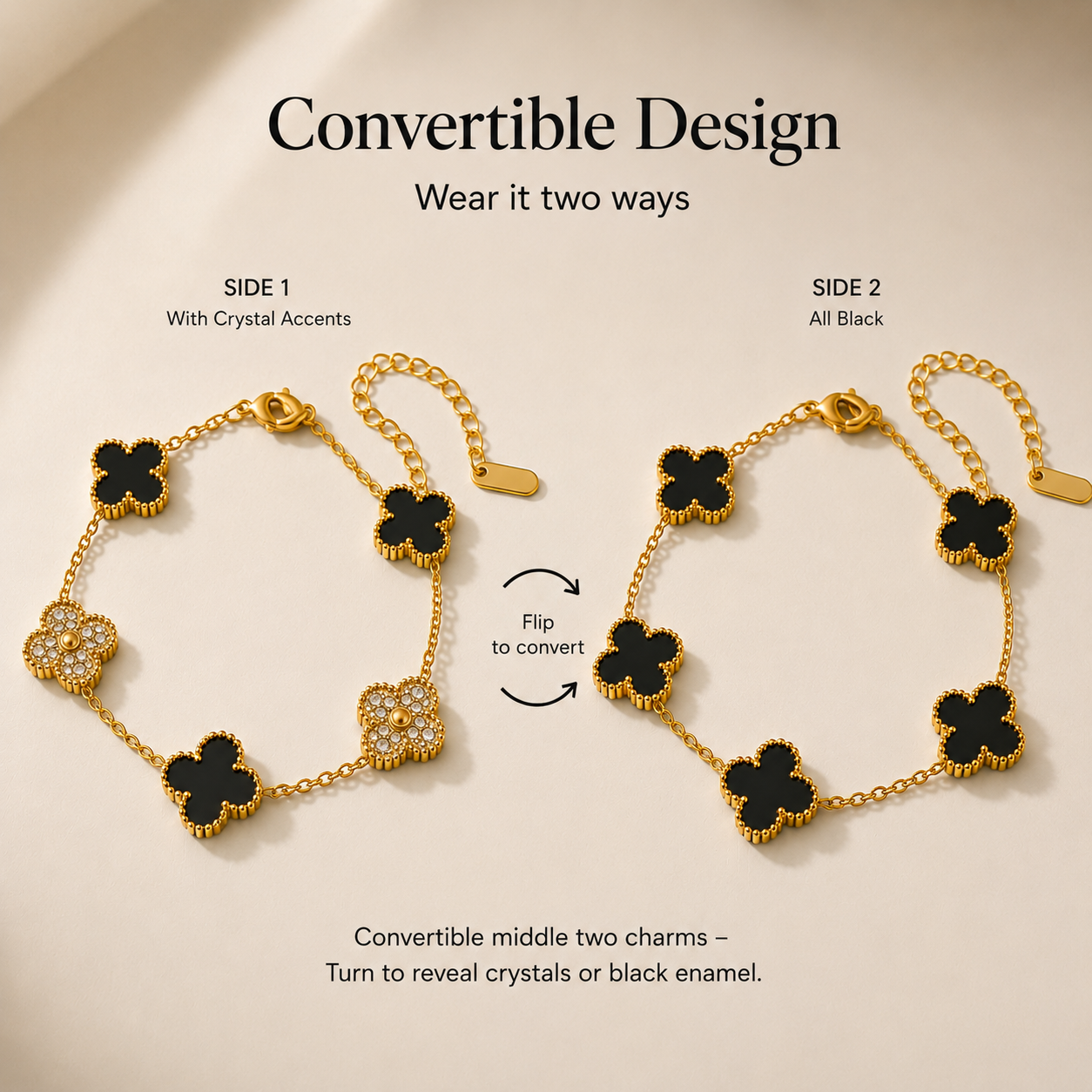 Noir Clover Convertible Bracelet