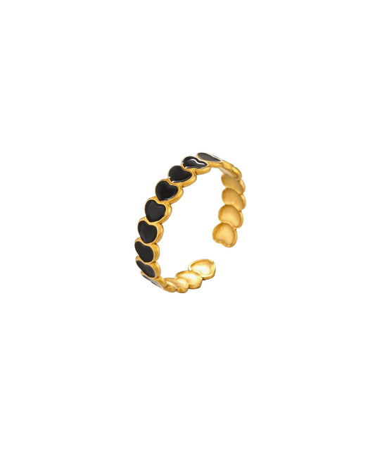 Midnight Black Heart Ring