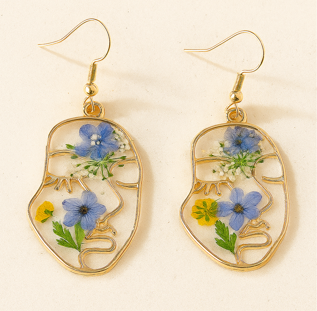 Botanical Face Resin Earrings