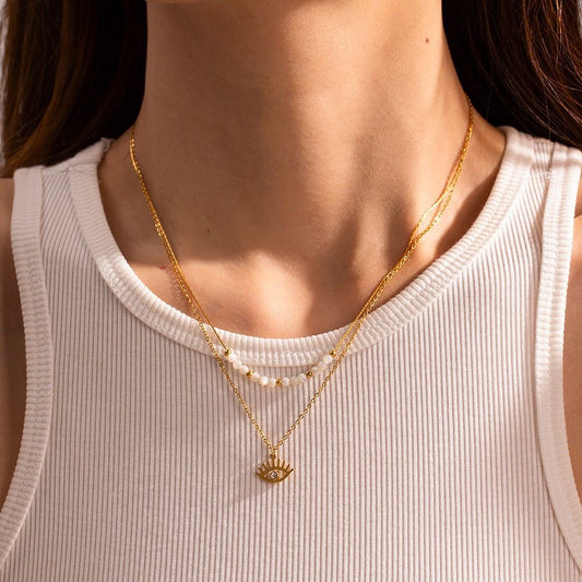 Evil Eye Beaded Layered Necklace
