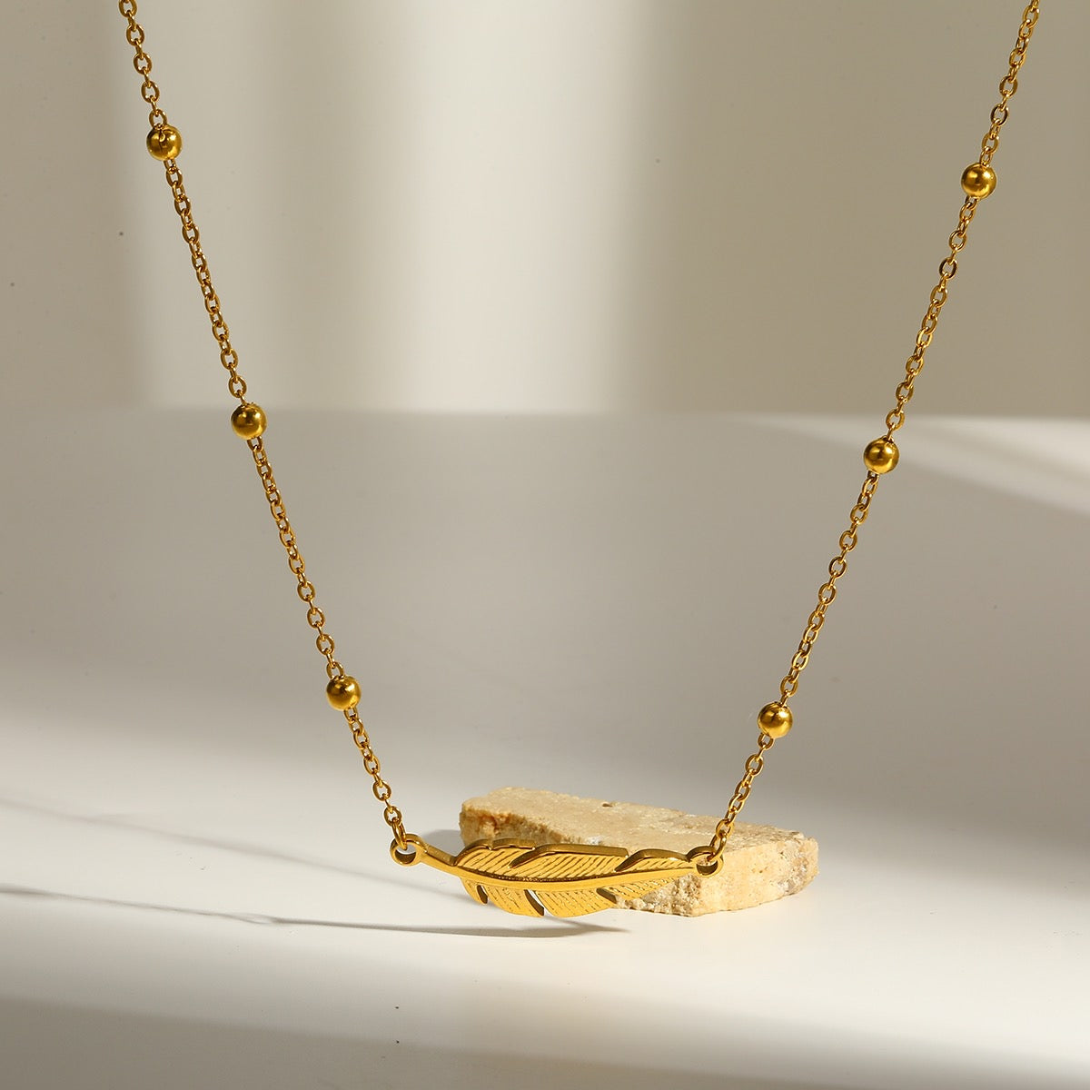 Golden Feather Necklace