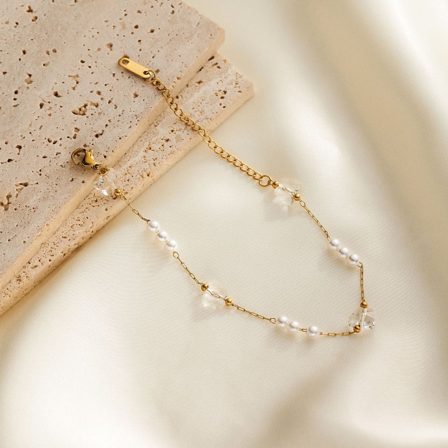 Butterfly Pearl Bead Bracelet