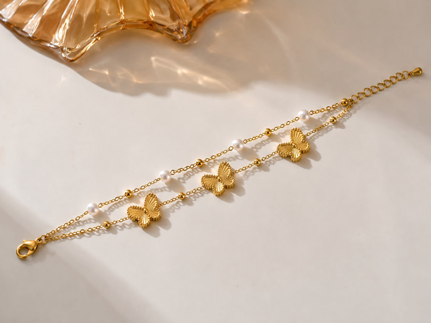 Fluttering Pearls Layered Bracelet