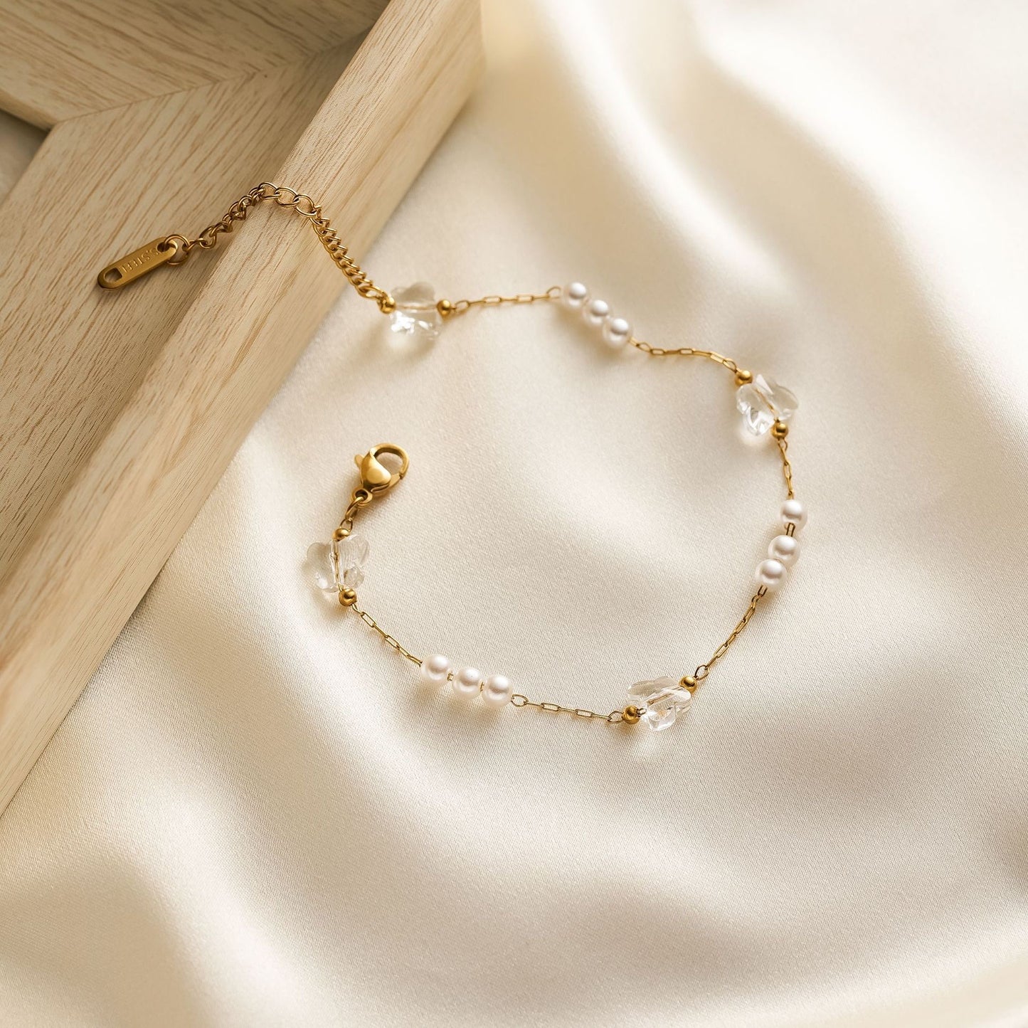 Butterfly Pearl Bead Bracelet