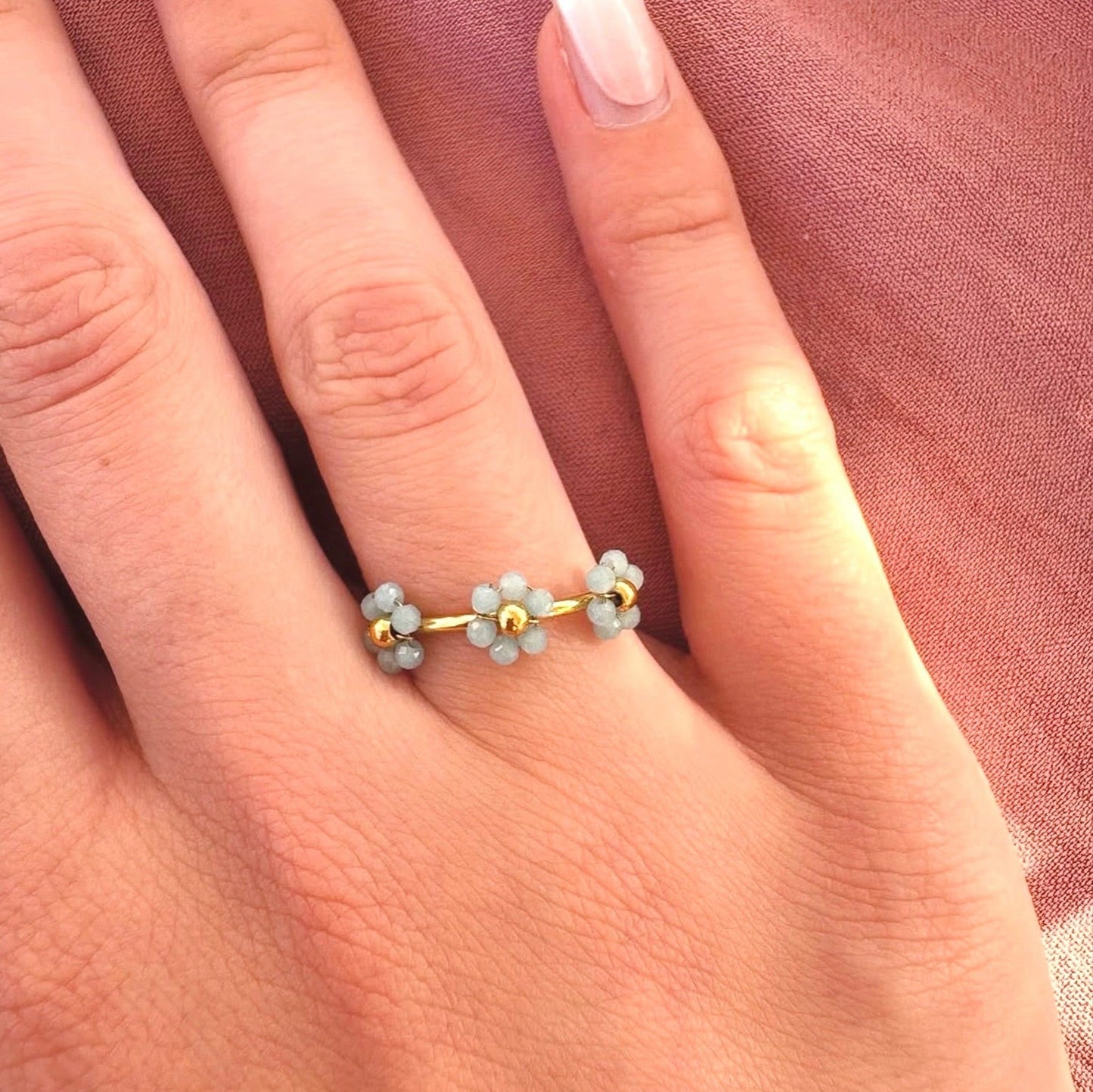Sky Blue Floral Ring