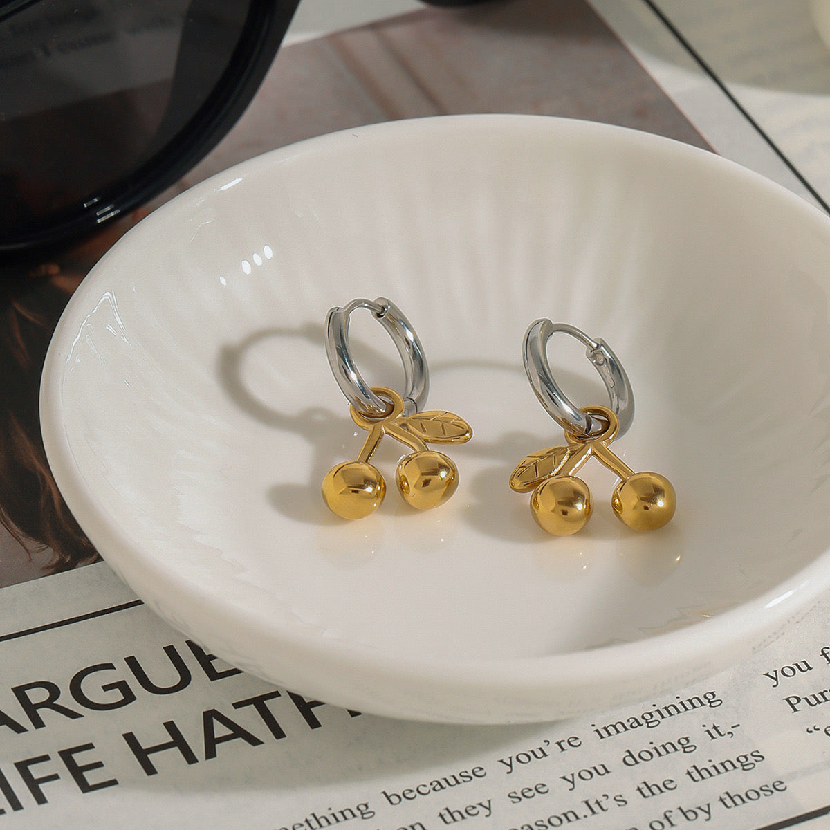 Golden Cherry Earrings