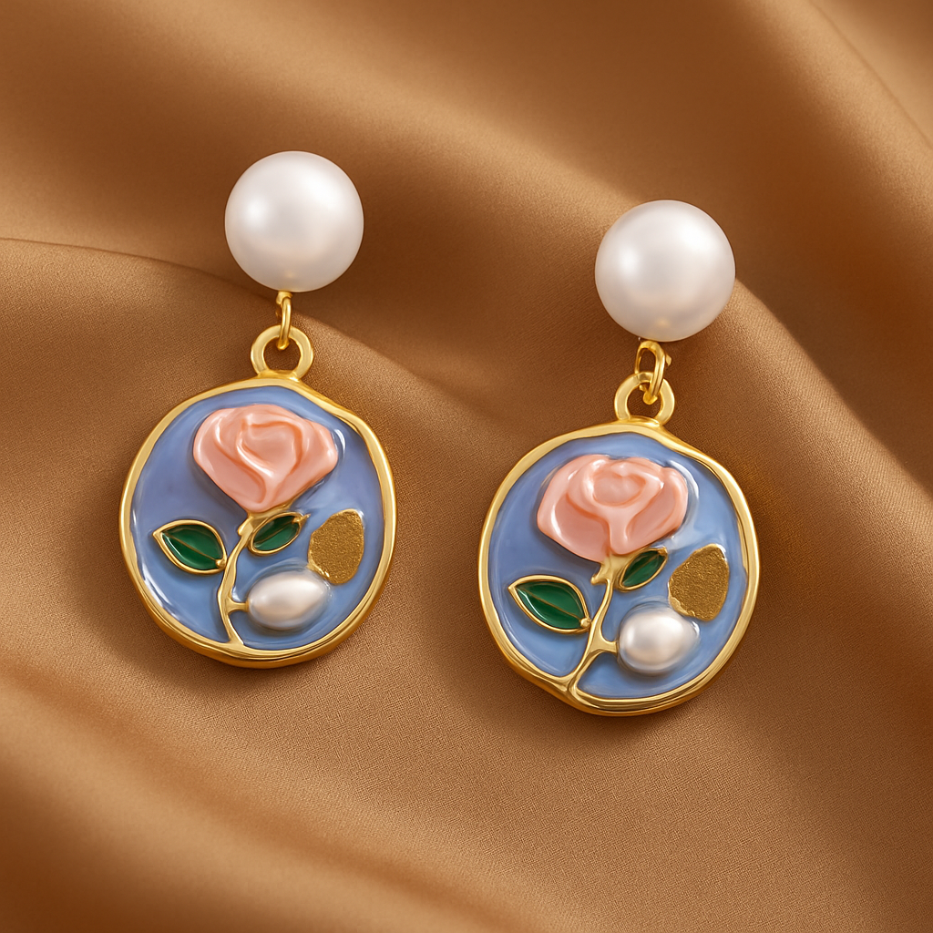 Floral Pearl Drop Earrings
