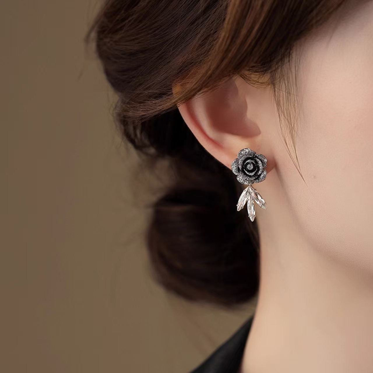 Black Rose Radiance Earrings