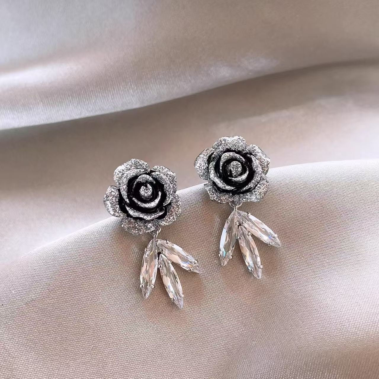 Black Rose Radiance Earrings
