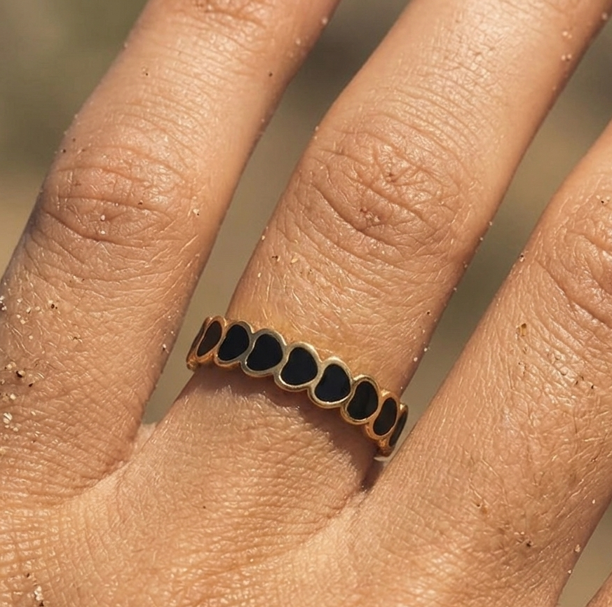 Midnight Black Heart Ring