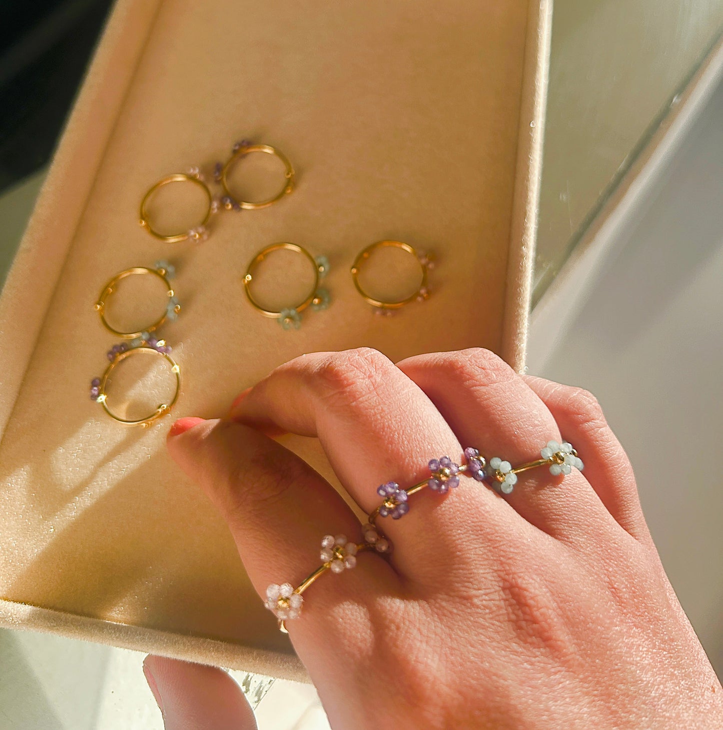 Sky Blue Floral Ring