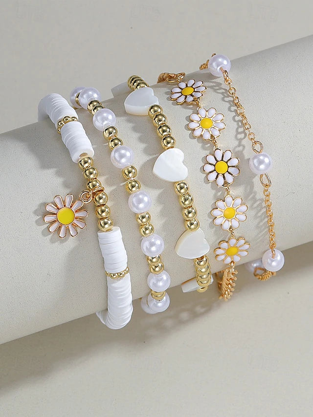 Gold & Daisy Bracelet Set