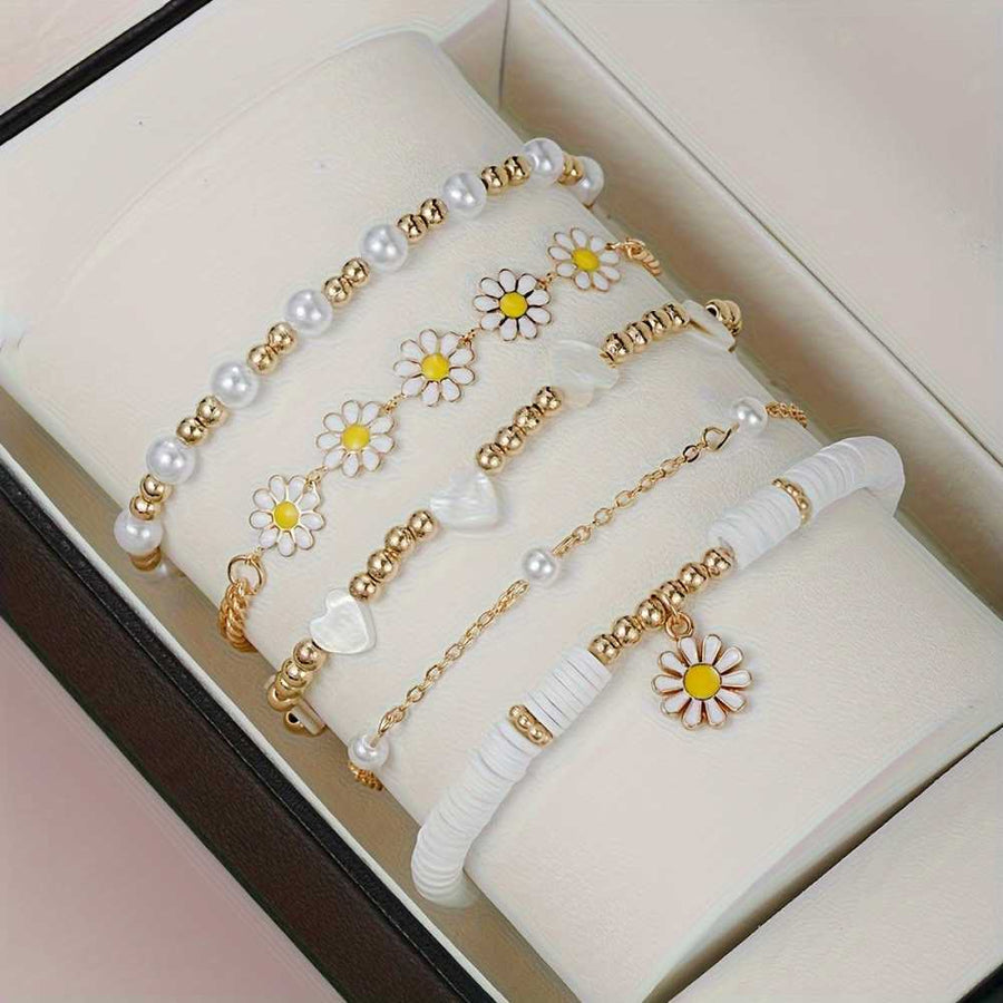 Gold & Daisy Bracelet Set