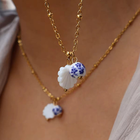 Blue Shell Charm Necklace