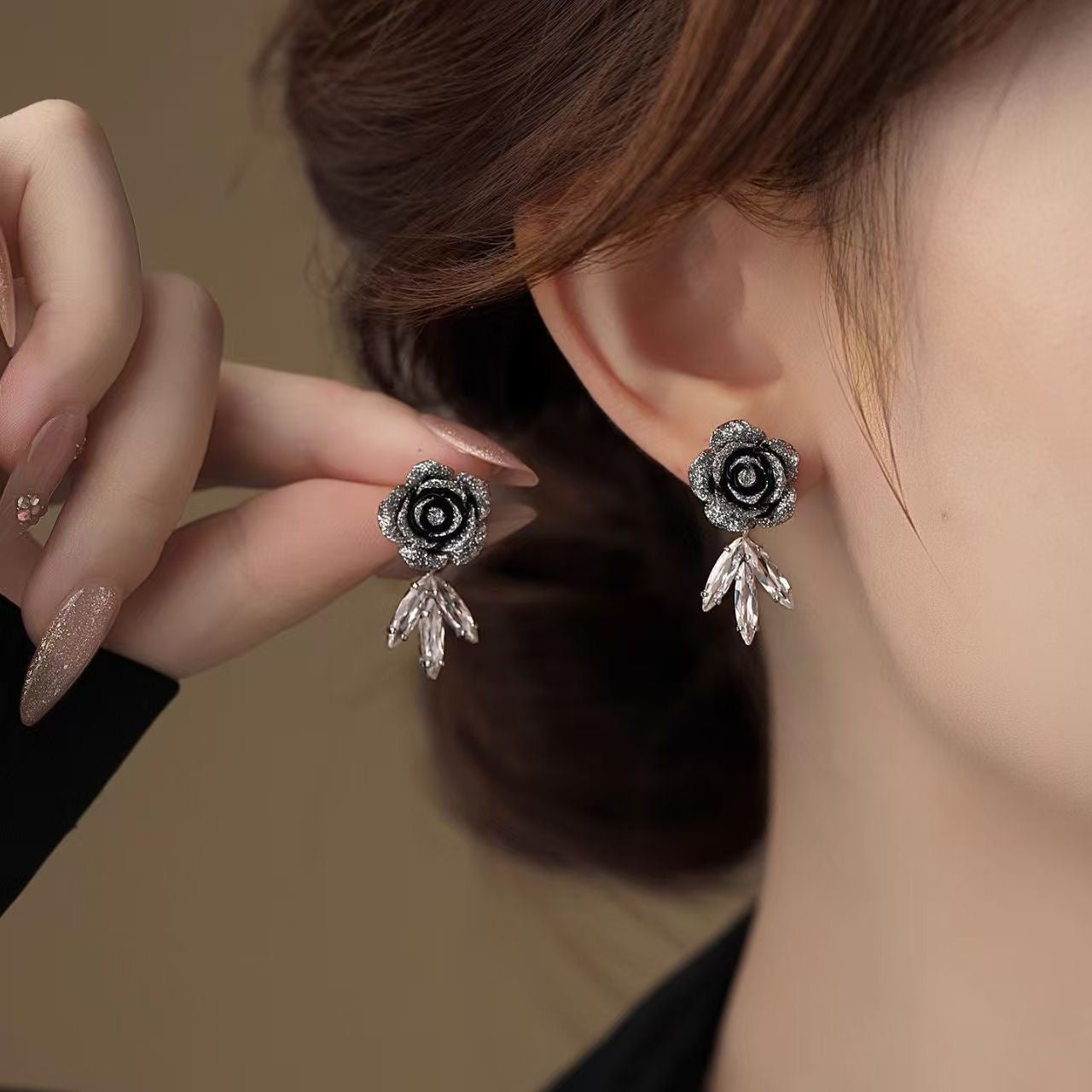 Black Rose Radiance Earrings