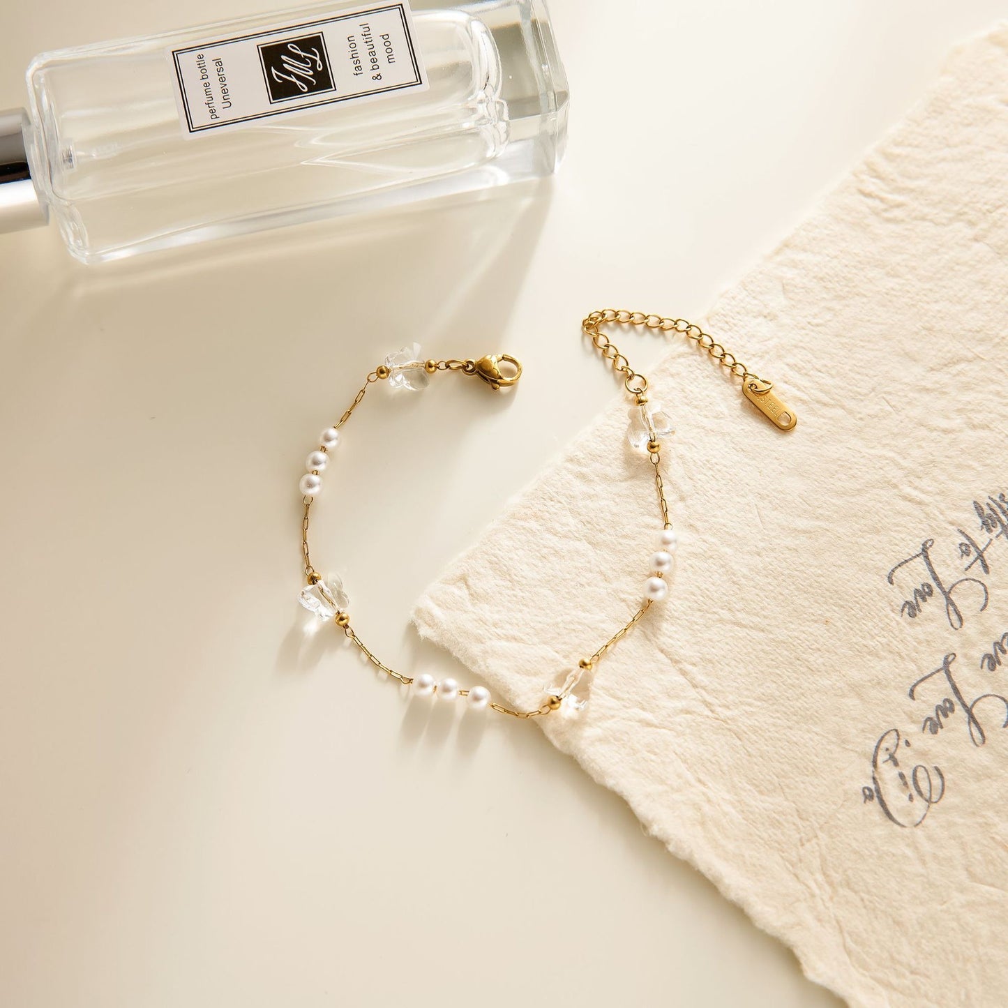Butterfly Pearl Bead Bracelet