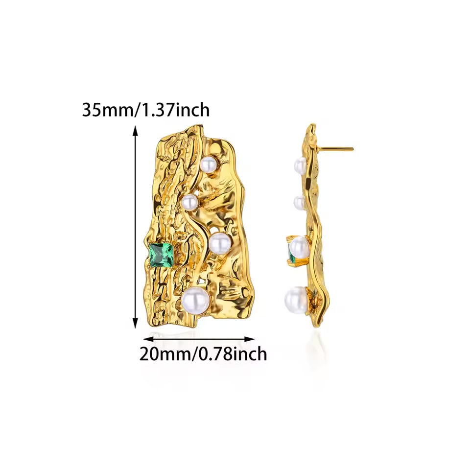 Emerald Touch Gold Earrings