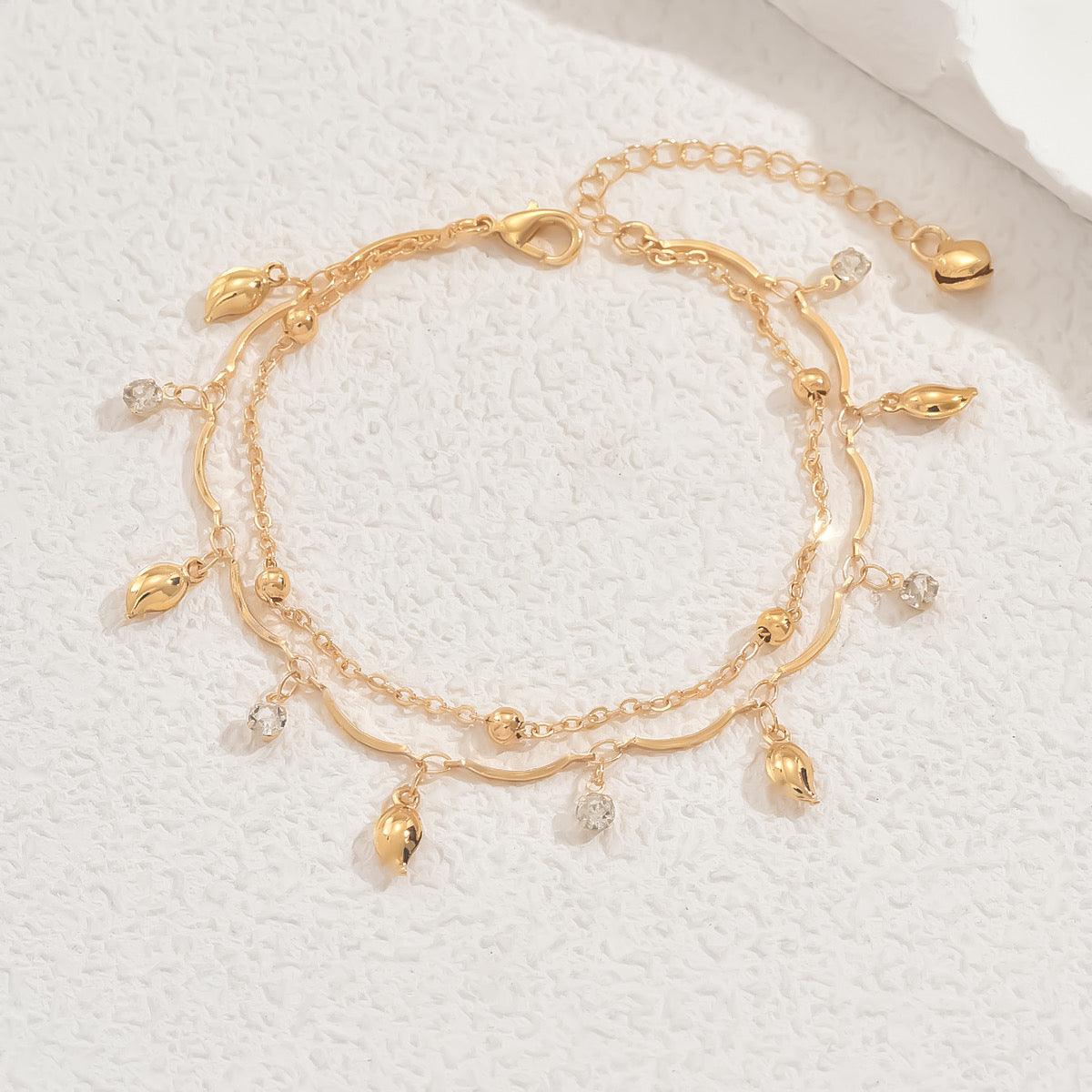 Golden Leaf Layered Anklet