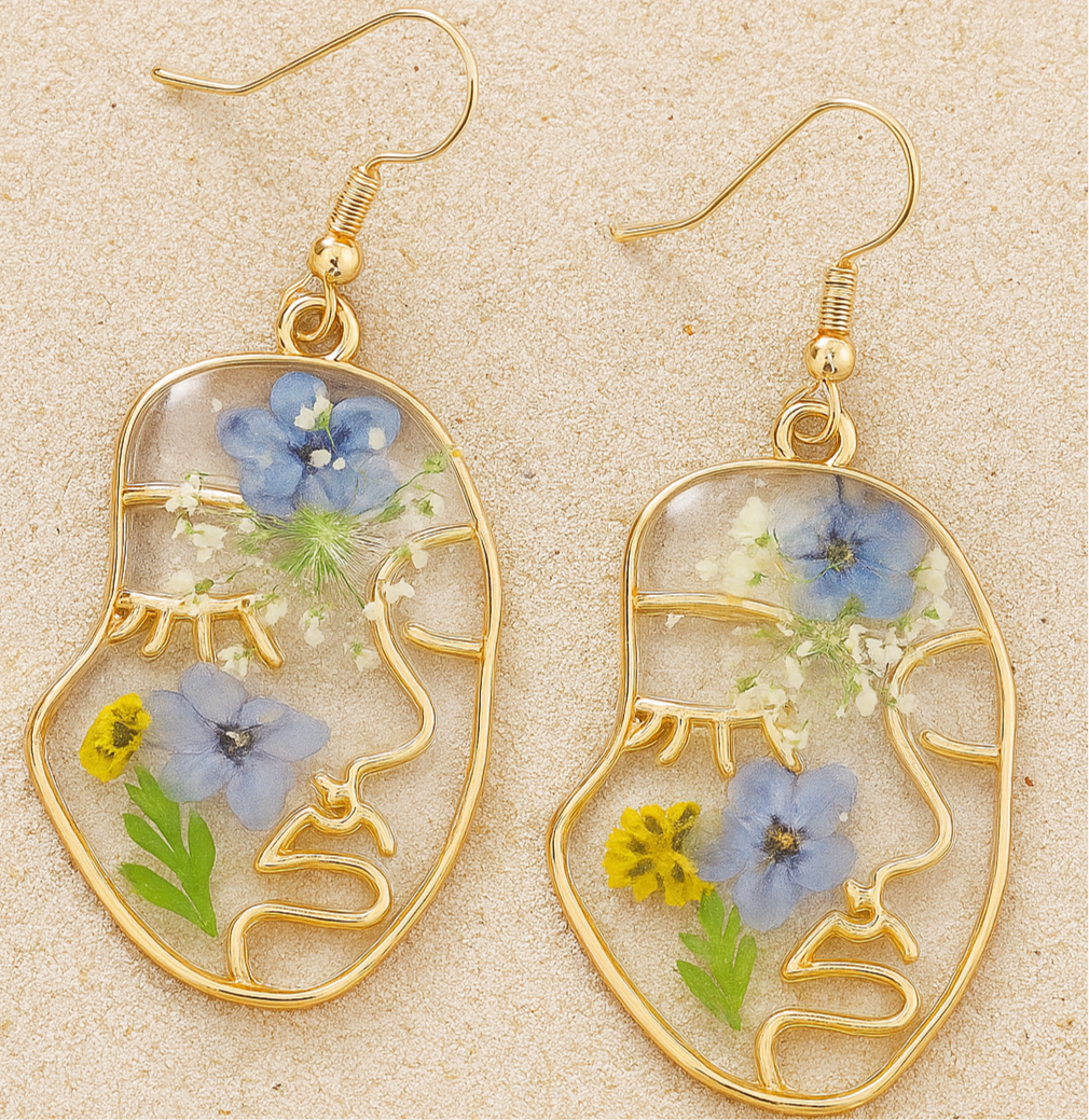 Botanical Face Resin Earrings