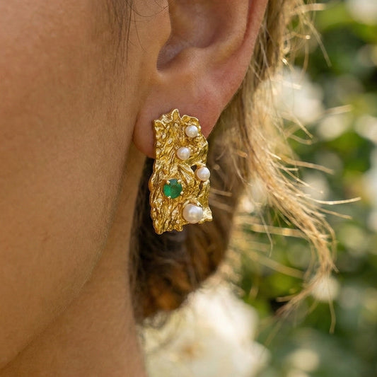 Emerald Touch Gold Earrings