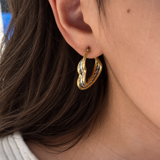 Heartline Two-Tone Earrings