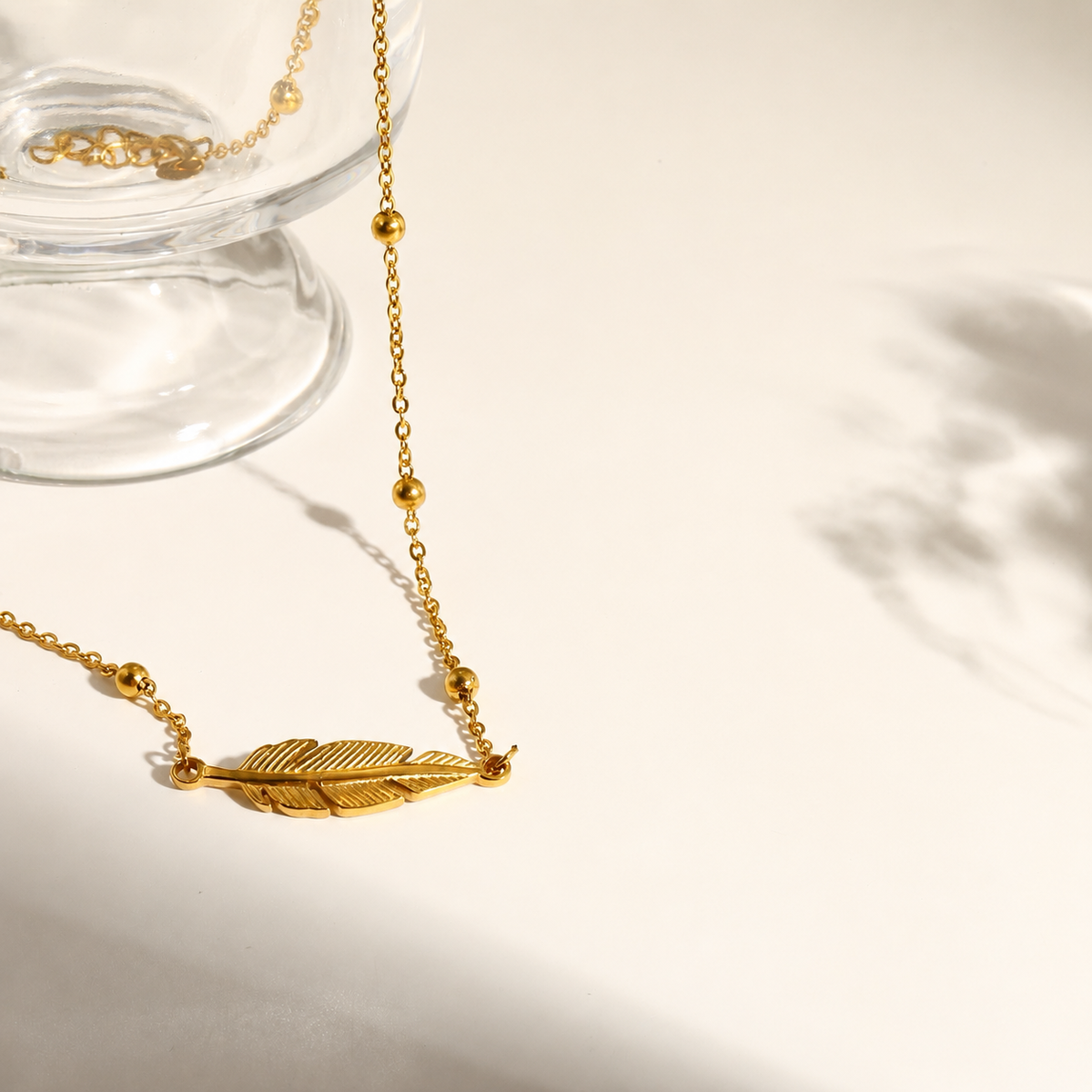 Golden Feather Necklace