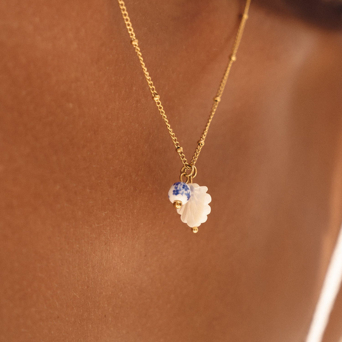 Blue Shell Charm Necklace
