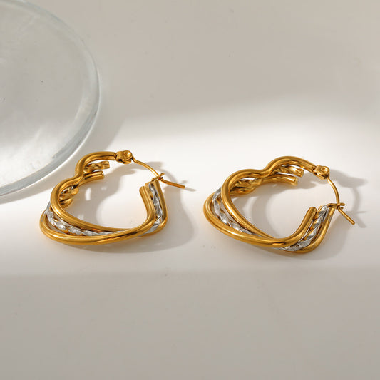 Heartline Two-Tone Earrings